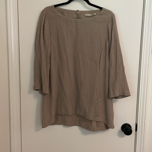 Soft Surroundings Oceo Gauze Tunic Top Pebble Taupe - Picture 4 of 7